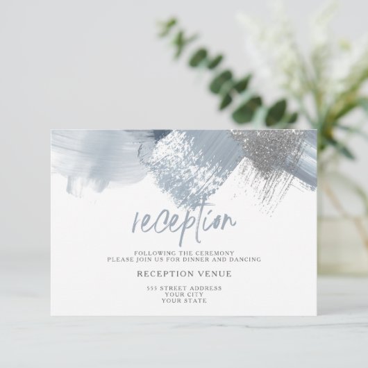 Invitation Bleu Dusty Chic Brushstrokies (Debout devant)