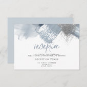 Invitation Bleu Dusty Chic Brushstrokies (Devant / Derrière)