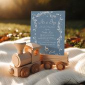 Invitation Bleu Dusty Classic Douche garçon