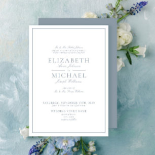 Invitation Bleu Dusty Classic Script Post Mariage Brunch