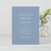 Invitation Bleu Dusty Classique Mariage Élégant (Debout devant)