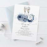 Invitation Bleu Dusty Elegant Brunch et Fête des mariées Bubb<br><div class="desc">Bleu Dusty et bleu marine fleurs invitations à la douche nuptiale - Brunch et Bubbly</div>