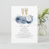 Invitation Bleu Dusty Elegant Brunch et Fête des mariées Bubb (Debout devant)
