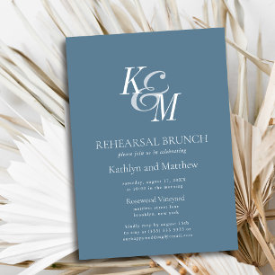 Invitation Bleu Dusty Élégant classique de répétition Brunch