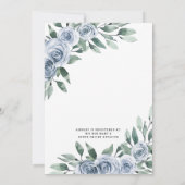 Invitation Bleu Dusty Elegant Floral Boho Baby shower rustiqu (Dos)