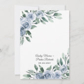 Invitation Bleu Dusty Elegant Floral Boho Rose Rustique Maria (Dos)