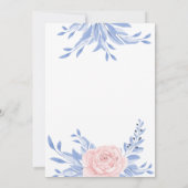Invitation Bleu Dusty Élégant rose Floral Rustique Mariage (Dos)