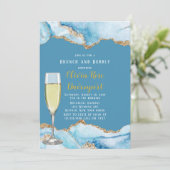 Invitation Bleu Dusty et Gold Agate Brunch et Bubbly (Debout devant)