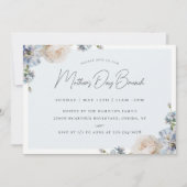Invitation Bleu Dusty Fleur Fête des Mères Brunch (Devant)