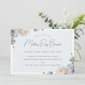 Invitation Bleu Dusty Fleur Fête des Mères Brunch (Debout devant)
