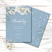 Invitation Bleu Dusty Floral Mariage Blancs