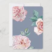 Invitation Bleu Dusty Floral Religieux Croix Boy Baptême (Dos)