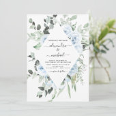 Invitation Bleu Dusty Floral Verdure Eucalyptus Mariage (Debout devant)