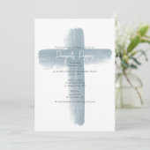 Invitation Bleu Dusty Grec Orthodoxe Christening Garçon Baptê (Debout devant)