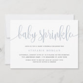 Invitation Bleu Dusty Joli Calligraphie Bébé Parsemer (Devant)
