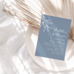 Invitation Bleu Dusty Minimal Bubbles & Brews Douche nuptiale