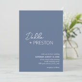 Invitation Bleu Dusty minimum QR Code Mariage moderne (Debout devant)