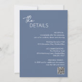 Invitation Bleu Dusty minimum QR Code Mariage moderne (Dos)