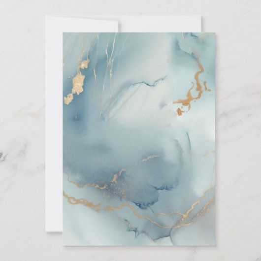 Invitation Bleu Dusty moderne Océan Turquoise Vagues Plage Ma (Dos)