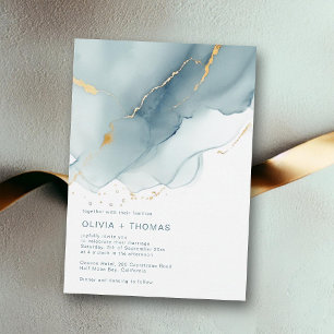 Invitation Bleu Dusty moderne Océan Turquoise Vagues Plage Ma