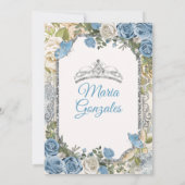 Invitation Bleu Dusty Quinceañera Papillon de la Couronne d'a (Dos)