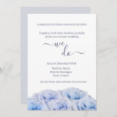 Invitation Bleu Dusty Rose Blanc Floral Élégant Nous faisons (Devant / Derrière)