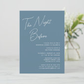 Invitation Bleu Dusty Script Chic La Nuit Avant (Debout devant)
