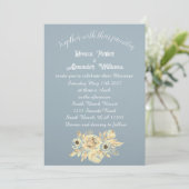 Invitation Bleu Dusty Script Floral Élégant Boho (Debout devant)