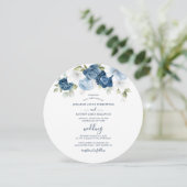 Invitation Bleu Dusty Script Floral Mariage moderne (Debout devant)