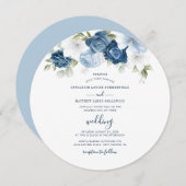 Invitation Bleu Dusty Script Floral Mariage moderne (Devant / Derrière)