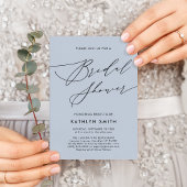 Invitation Bleu Dusty Script moderne Fête des mariées minimal