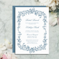 Bleu Dusty Vintage Floral Script Bridal Brunch