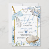 Invitation Bleu Dusty Whisking Away Fête des mariées (Devant)