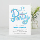 Invitation Bleu électrique "Fêtons" Moderne & coloré (Debout devant)