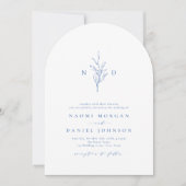 Invitation Bleu élégance botanique monogramme rustique mariag (Devant)