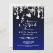 Invitation Bleu élégant 18ème anniversaire (Devant)