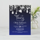 Invitation Bleu élégant 30e fête d'anniversaire (Debout devant)