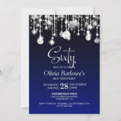 Invitation Bleu élégant 60e fête d'anniversaire (Devant)