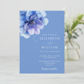 Invitation Bleu Elegant Aquarelle Botanique Floral Mariage (Debout devant)