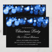Invitation Bleu élégant de merveille d'hiver de fête de Noël (Devant / Derrière)