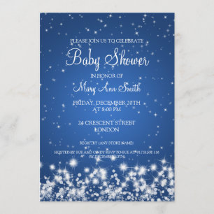 Invitation Bleu élégant d'étincelle d'hiver de baby shower