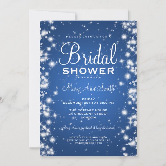 Invitation Bleu élégant d'étincelle d'hiver de Fête de la (Devant)