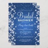 Invitation Bleu élégant d'étincelle d'hiver de Fête de la (Devant / Derrière)