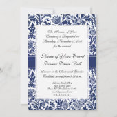 Invitation Bleu élégant et blanc William Morris Floral (Dos)