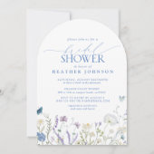 Invitation Bleu Elegant Fleur sauvage Fête des mariées floral (Devant)