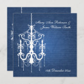 Invitation Bleu élégant lustre de mariage (Devant / Derrière)