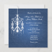 Invitation Bleu élégant lustre de mariage (Dos)