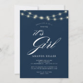 Invitation Bleu Elegant Minimaliste c'est Fille Baby shower (Devant)