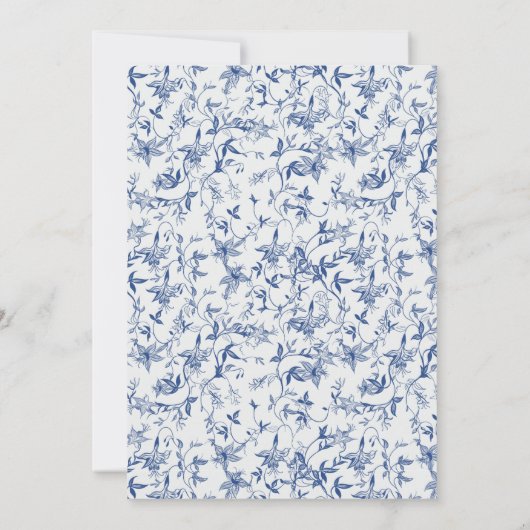 Invitation Bleu élégant Toile de jouy baptême (Dos)