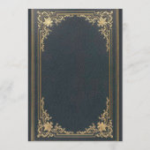 Invitation Bleu Elégant Vintage Or Calligraphie Mariage (Dos)